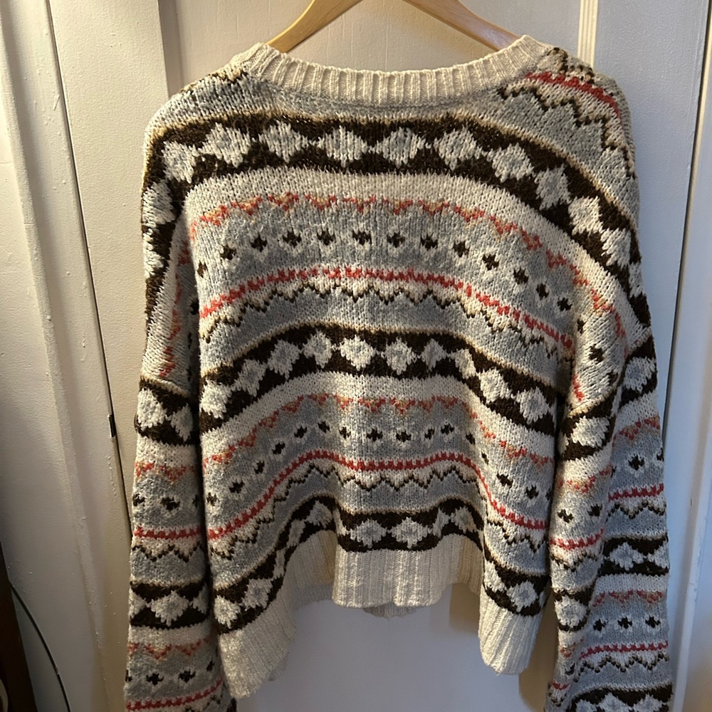 American Eagle Outfitters Geometric Cardigan - Cream, Black, Brown - Picture 2 of 3